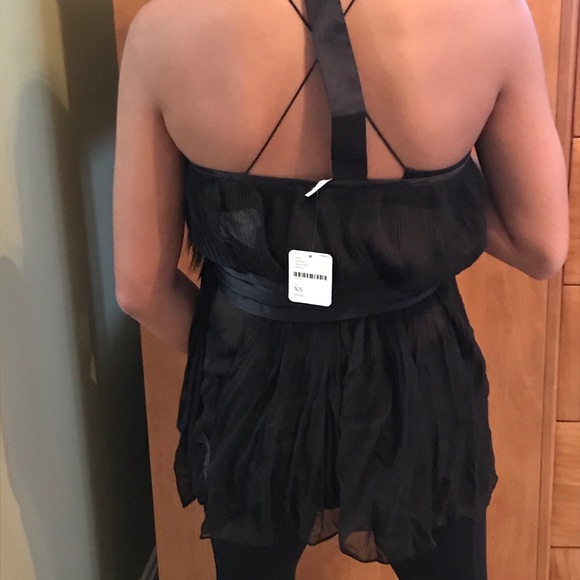 Free People XS Lana Wrap Top Black Sheer/unlined - Picture 6 of 16